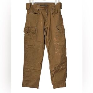 Duluth 32X32 Brown thrashed distressed paint bleach grunge street Cargo Pants